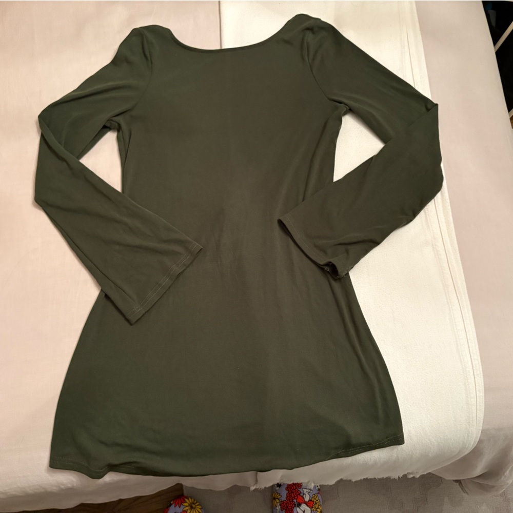 free people beach backless green long sleeve mini dress